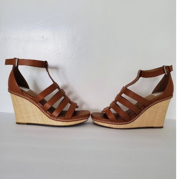 Dolce Vita DV EUC Tan & Beige Platform Wedge Sandals w/ Rubber Sole - Size 10 - Picture 6 of 14